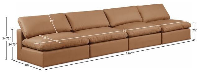 Meridian Furniture Comfy 4-Piece Cognac Modular Sectional Armless Sofa-3