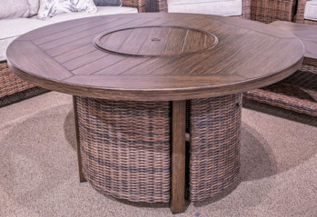 Signature Design by Ashley® Monterey Point Dark Brown Rattan/Wooden Outdoor Fire Pit Table-1