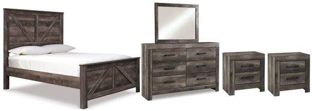 Signature Design by Ashley® Wynnlow 5-Piece Gray King Crossbuck Panel Bed Set-0