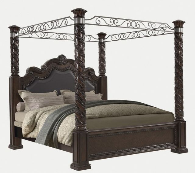 Bernards Coventry Cherry Upholsterd Queen Canopy Bed-0