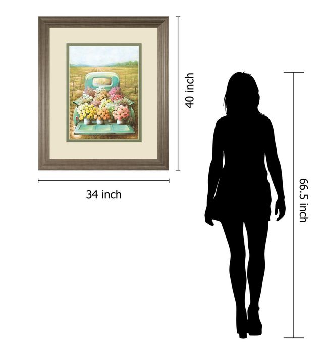 Classy Art Green 34 in. x 40 in. Flowers For Sale By Deedee Framed Print Wall Art-2