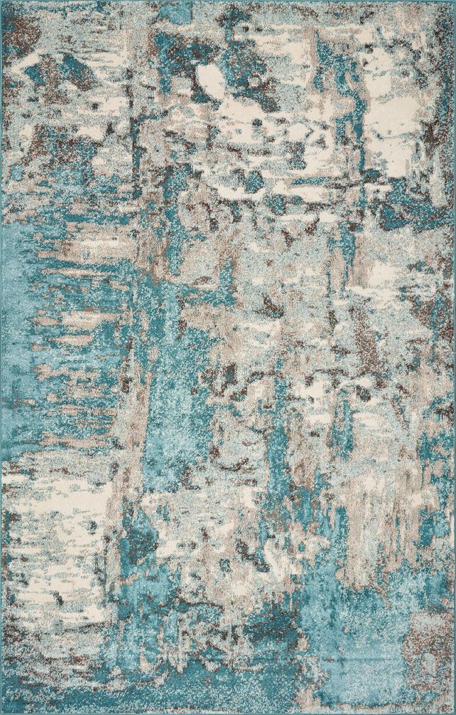 KAS Rugs Watercolors Ivory/Teal Watercolors 5'x8' Rug-0