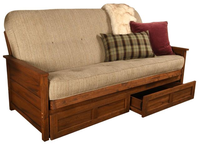 Kodiak Furniture Lexington Taxi Woodsmoke/Weathered Brown Full Storage Futon with Mattress -0