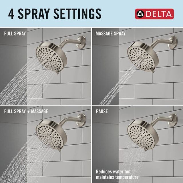 Delta Modern Spotshield Brushed Nickel 4-Setting Shower Head-3