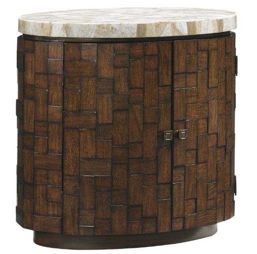Tommy Bahama® Furniture Island Fusion Banyan Ivory Stone Top Accent Table with Taupe Base