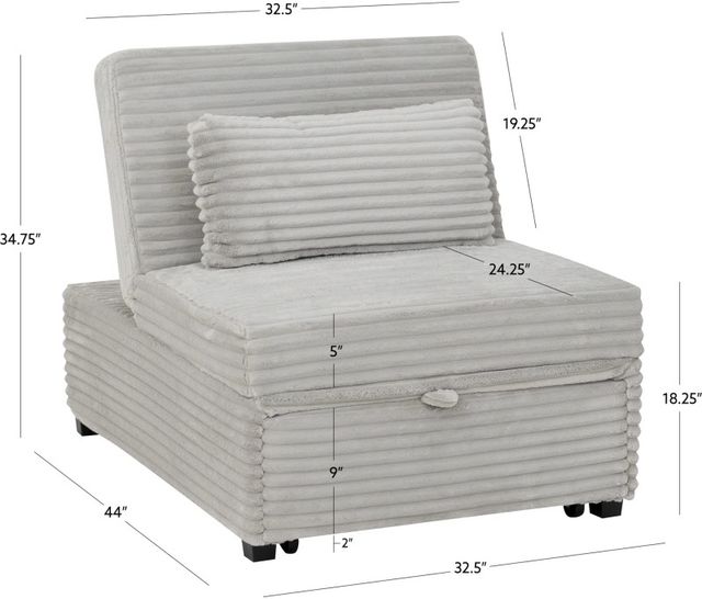 Powell® Dozer Gray Curdoroy Twin Sleeper Chair-3