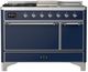 Ilve® Majestic III 48" Midnight Blue Pro Style Dual Fuel Liquid Propane Range with French Top and Chrome Trim-0