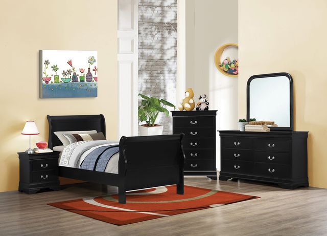 Coaster® Louis Philippe 4 Piece Black Twin Sleigh Bedroom set-0