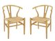 A & B Home 2-Piece Natural Wishbone Chairs Set-0