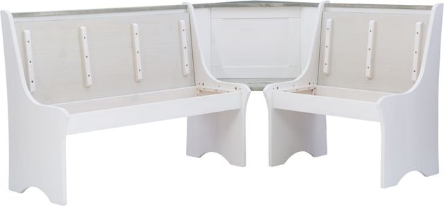 Linon Coastal 3-Piece Greywash White Corner Nook Set-4
