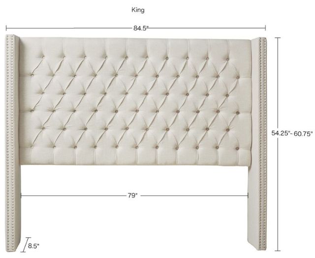 Olliix by Madison Park Amelia Cream King Upholstery Headboard-1
