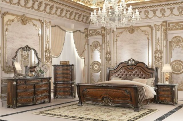 New Classic® Home Furnishings Bella Notte 4-Piece Mahogany Brown Tufted California King Sleigh Bedroom Set-1