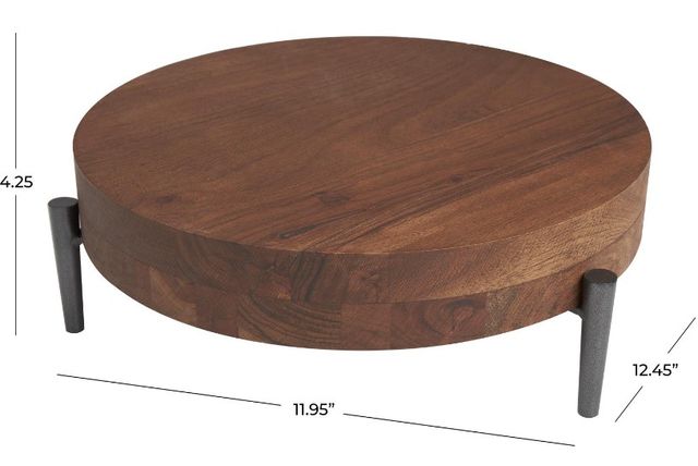 Deco Marche Brown Mango Wood Tray with Black Metal Legs-3