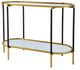 A & B Home Bertram Mirror Top Console Table with Gold and Black Iron Crossed Base,-1