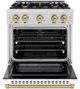 ZLINE Select Autograph Edition 30" Satin Stainless Steel Pro Style Dual Fuel Range with White Matte Door and Champagne Bronze Accents-1