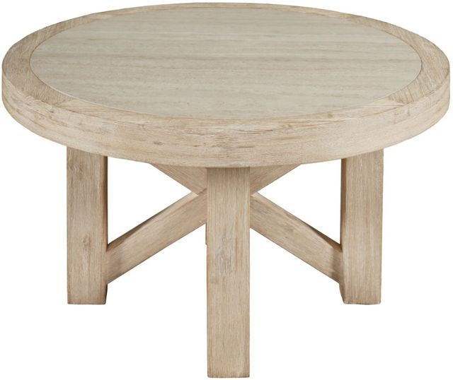 Jofran Inc. Sierrafina Beige 40" Round Coffee Table with Almond Base-1
