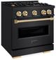 ZLINE Classic Autograph Edition 30" Black Stainless Steel Pro Style Gas Range with Polished Gold Accents-2