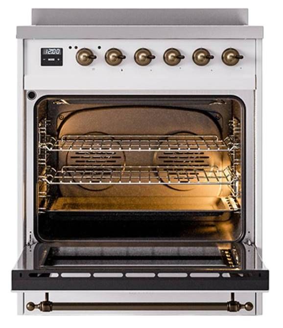 Ilve® Nostalgie II Noblesse 30'' Custom RAL Color Pro Style Induction Range with Burnished Trim-1