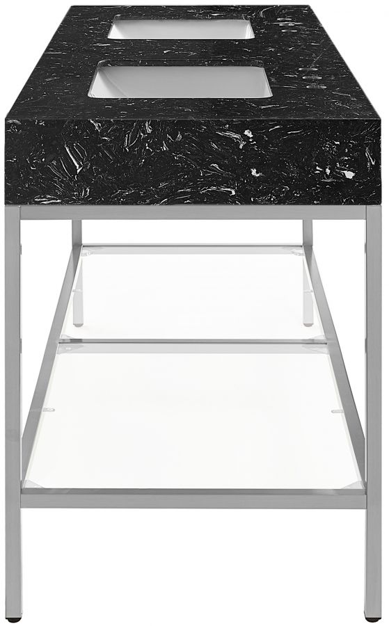 Meridian Furniture Marmo Black/Brushed Chrome 60" Bathroom Vanity-4