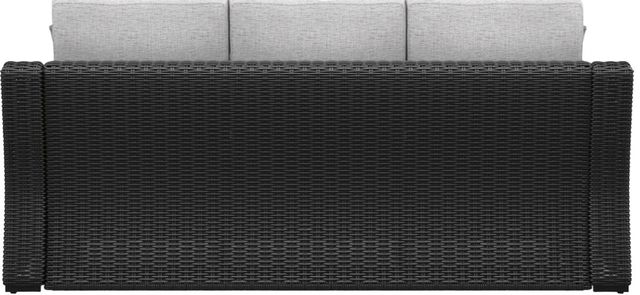 Signature Design by Ashley® Beachcroft Black/Light Gray Fabric/Wicker Outdoor Sofa with Cushion-4