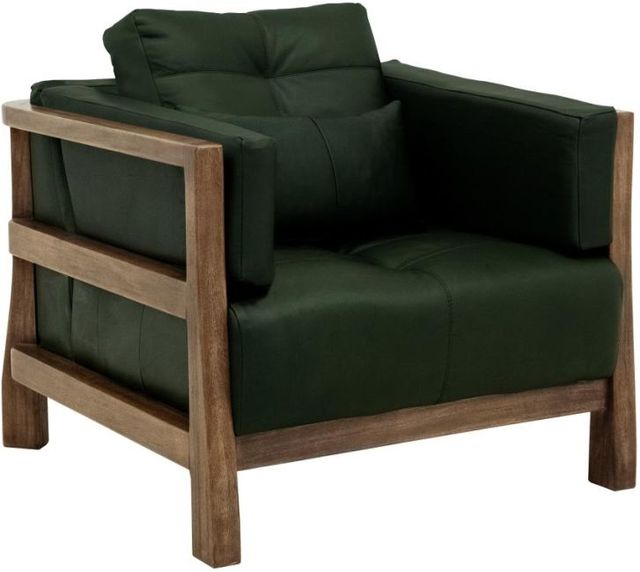 International Furniture Direct Roots Brown/Green Leather Accent Chair-0