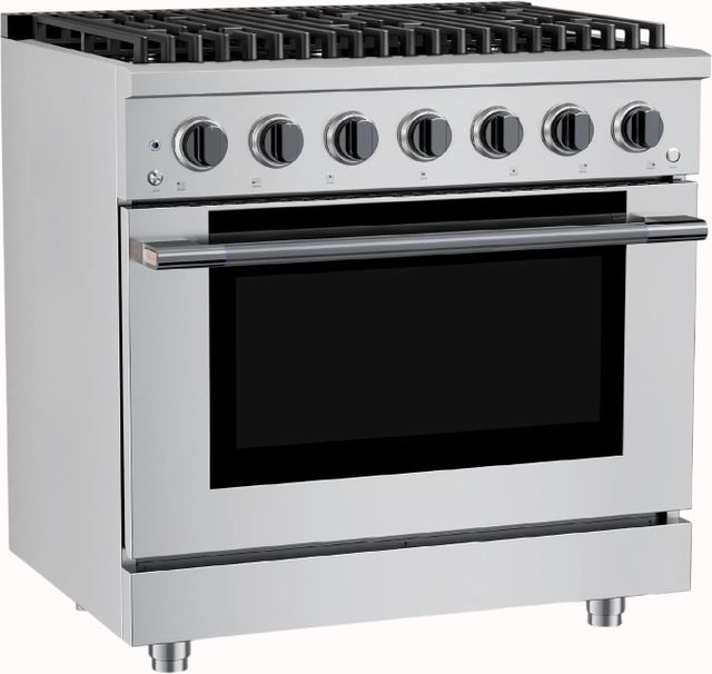 Hauslane HausPro 36" Stainless Steel Pro-Style Dual Fuel Range with Black Stainless Steel Knobs-3