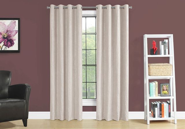 Monarch Specialties Inc. 2-Piece Ivory 52" x 95" Room Darkening Curtain Panel Set-1