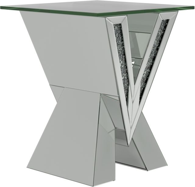 Coaster® Taffeta Glass Top End Table with Silver V-Shaped Base