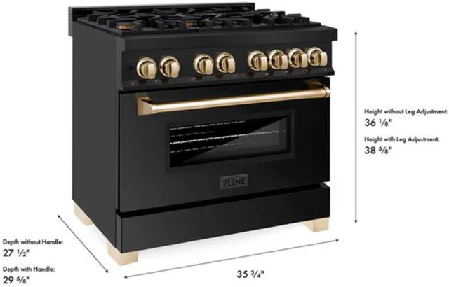 ZLINE Autograph Edition Legacy 36" Black Stainless Steel Pro-Style Dual Fuel Range with 6-Burner Gas Cooktop and Electric Convection Oven-2