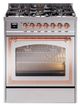 Ilve® Nostalgie II Noblesse 30" Stainless Steel Pro Style Dual Fuel Range with Copper Trim-0