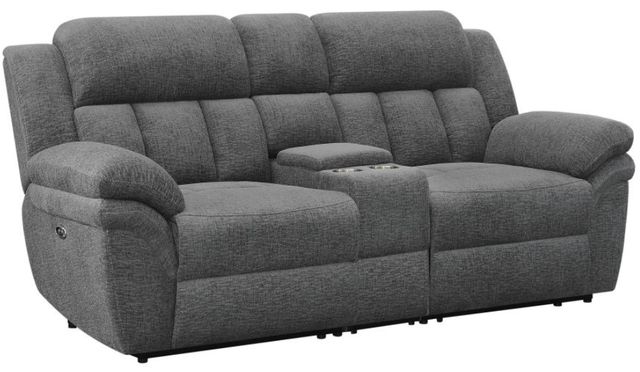 Coaster® Bahrain Charcoal Power Reclining Loveseat with Console-0