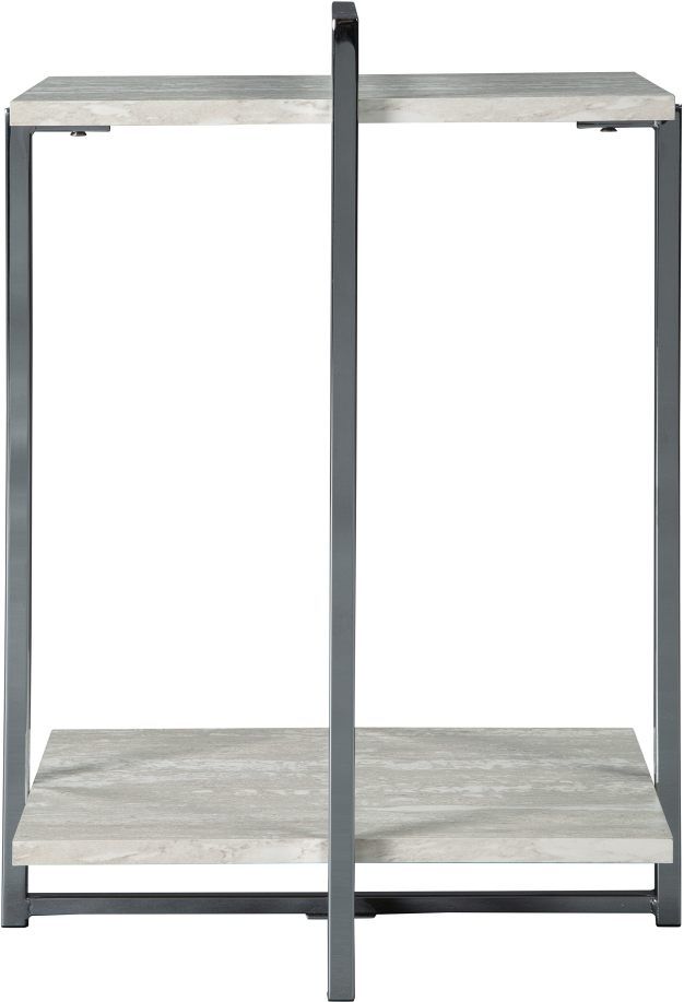 Signature Design by Ashley® Bodalli Off White Chairside End Table with Chrome Metal Frame-2