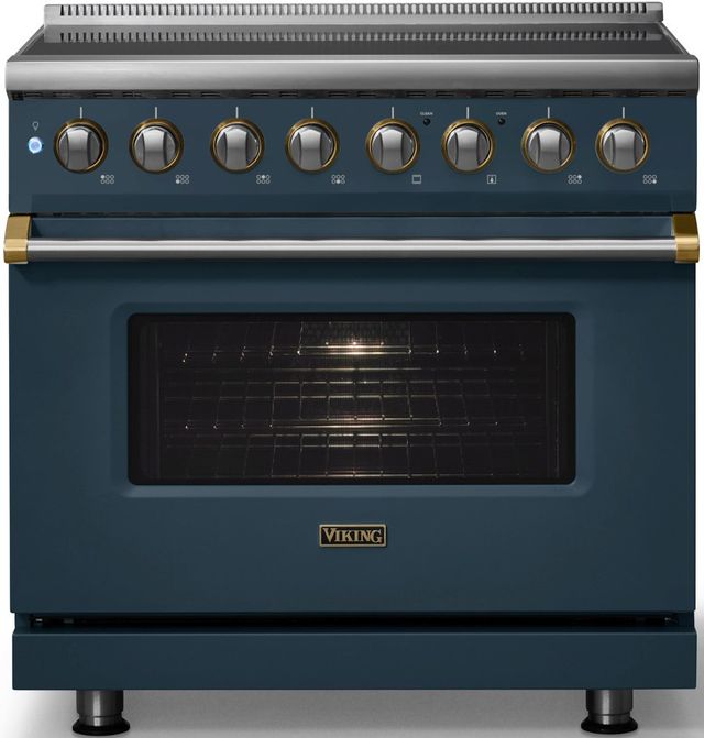 Viking® 5 Series 36" Squall Pro Style Induction Range with Brushed Brass Trim-3