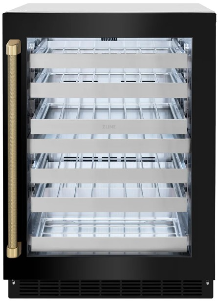 ZLINE Autograph Edition Touchstone 24 " 4.8 Cu. Ft. Black Stainless Steel Glass Door and Polished Go