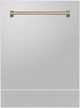 Zline Autograph Edition 24" Fingerprint Resistant Satin Stainless Steel with Champagne Bronze Handle Dishwasher Panel-0