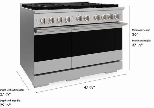 ZLINE Marino 48" Satin Stainless Steel Pro Style Dual Fuel Range with 8-Burner DuoPro™ Cooktop and Dual Ovens-2