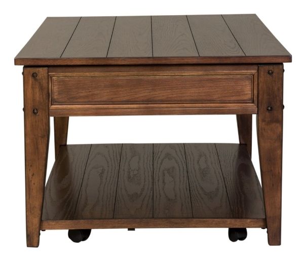 Liberty Furniture Lake House Rustic Brown Oak Lift Top Cocktail Table-3