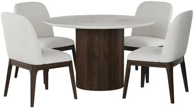 Elements International Sylvie 5-Piece Dark Brown/White Round Dining Set-0