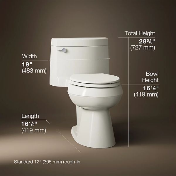 KOHLER® Cimarron® Dune 1-Piece Elongated Toilet with Concealed Trapway, 1.28 Gpf-4