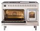 Ilve® Nostalgie II Noblesse 48'' Antique White Pro Style Dual Fuel Range with Chrome Trim-3