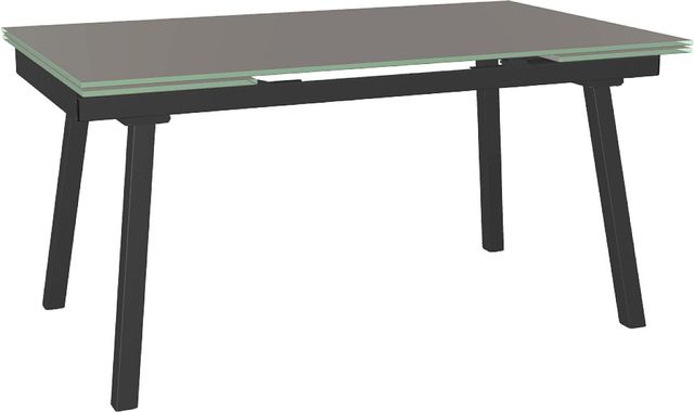 Amisco Customizable Lewis 91" Rectangular Extendable Table with 0.5" Taupe Glass Top and 2 Leaves-0