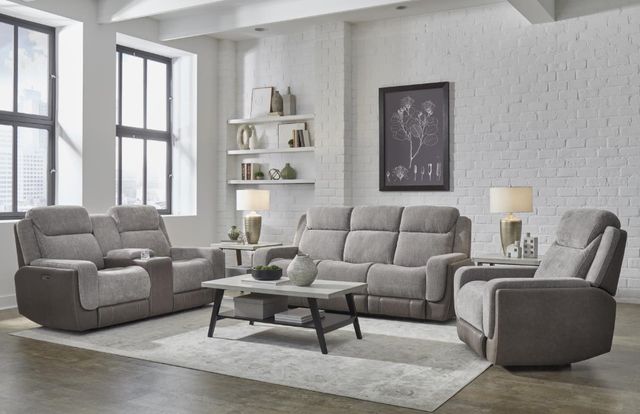 Corinthian Furniture Jenner Afton Gray Power Recliner with Power Headrest -1