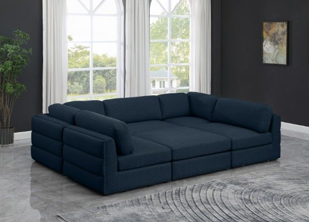 Meridian Furniture Beckham 6-Piece Navy Modular Sectional Sofa Set-3