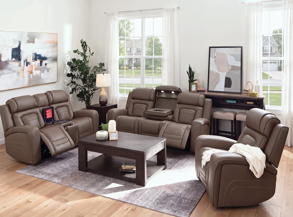 KUKAHOME Aline Sable Power Reclining Sofa | Darvin Furniture