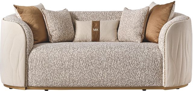 Michael Amini® Gineverra Biscotti/Ivory Gold Bouclé Loveseat-2
