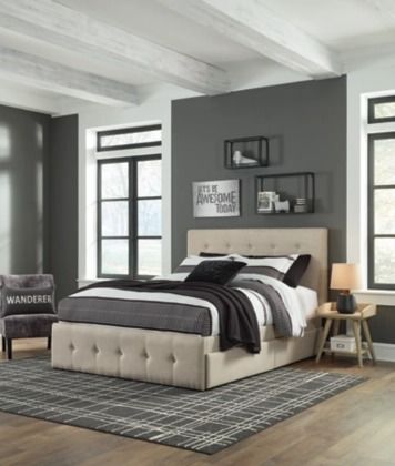 Signature Design by Ashley® Gladdinson Gray Queen Upholstered Storage Bed-3