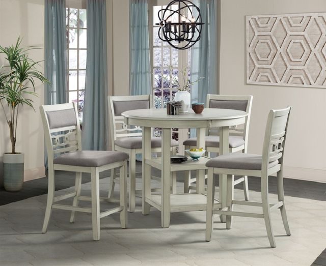 Elements International Amherst Bisque Counter  Height Table and 4 Counter Height Side Chairs