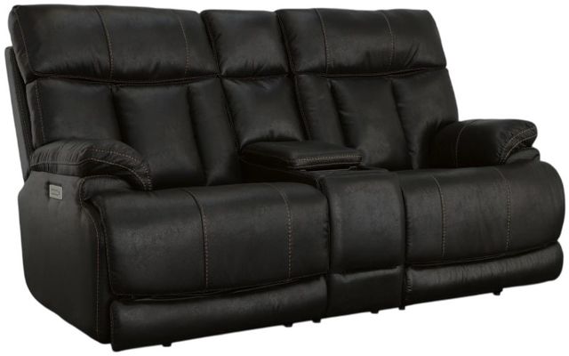 Flexsteel® Clive Peppercorn Black Power Reclining Loveseat with Console and Power Headrests and Lumbar-0