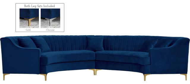 Meridian Furniture Jackson 2-Piece Navy Velvet Sectional-0