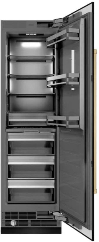 ZLINE Autograph Edition 24" 12.5 Cu. Ft. Black Stainless Steel Column Refrigerator with Graphite Gray Interior and Champagne Bronze Accents-1